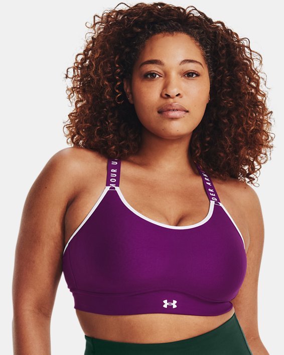 Women's UA Infinity Mid Covered Sports Bra in Purple image number 4